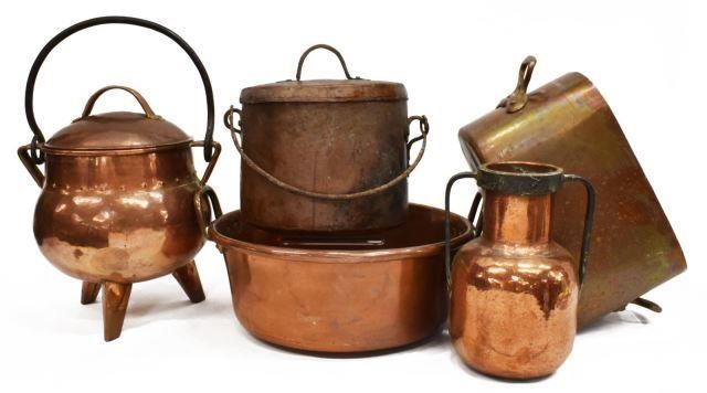 Appraisal: lot of French copper kitchenware th c highlights include lidded