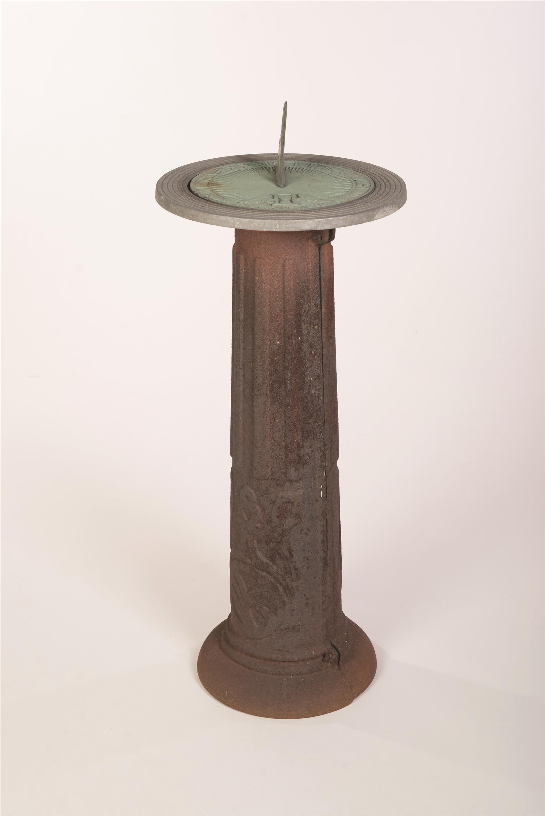 Appraisal: SUNDIAL ON CAST IRON COLUMN American th century Bronze dial