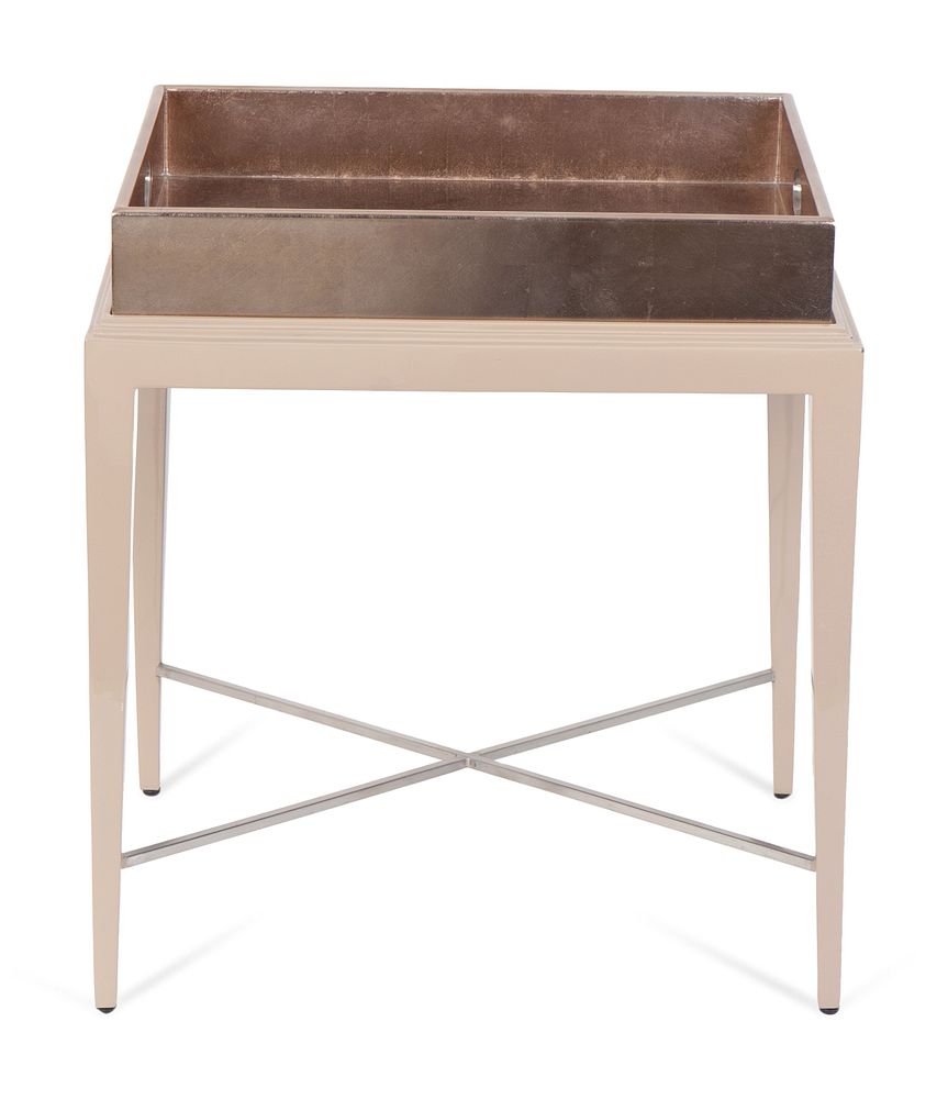 Appraisal: A Contemporary Grey Lacquered Tray Top Table Table Height x