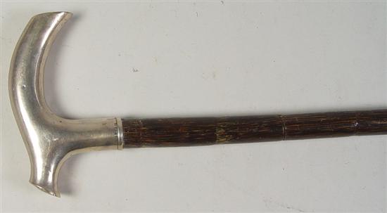 Appraisal: English Sword Cane with Silverplate Handle Handle has maker marks