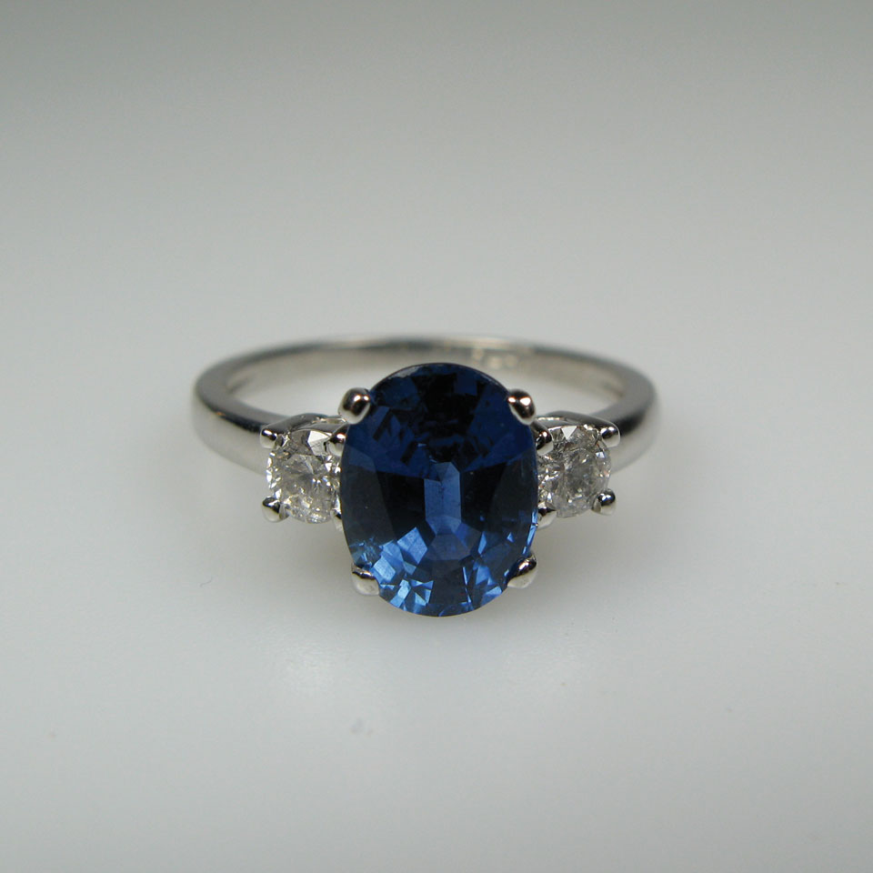 Appraisal: Platinum Ring set with an oval cut sapphire approx ct