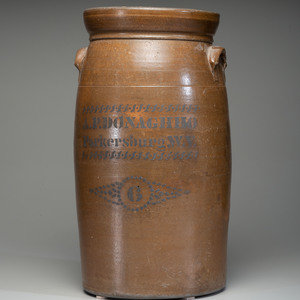 Appraisal: An A P Donaghho Six-Gallon Cobalt Decorated Stoneware Churn Parkersburg