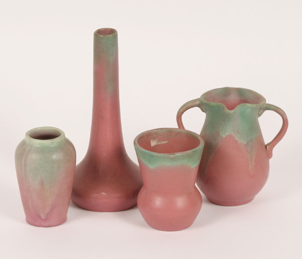 Appraisal: Lot of Muncie Art Pottery vases matte green drip over