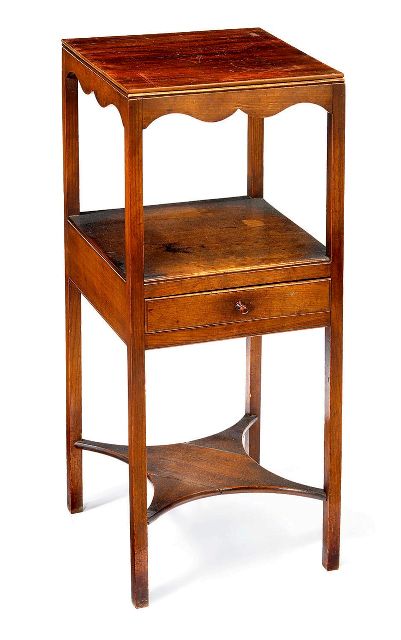 Appraisal: A George III mahogany night table the square removable top