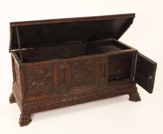 Appraisal: TH TH C CARVED WALNUT ITALIAN CASSONE TH TH C