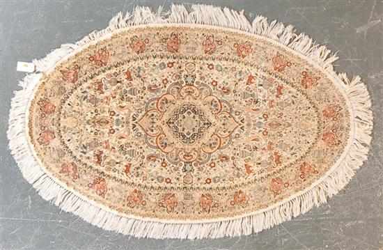 Appraisal: Fine Sino silk oval rug China modern x Estimate -