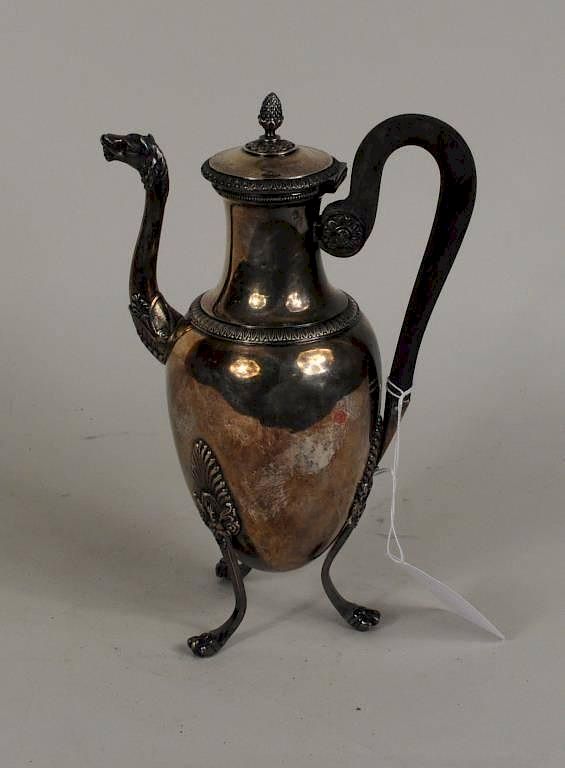 Appraisal: French Empire Silver Coffee Pot French Empire silver coffee pot