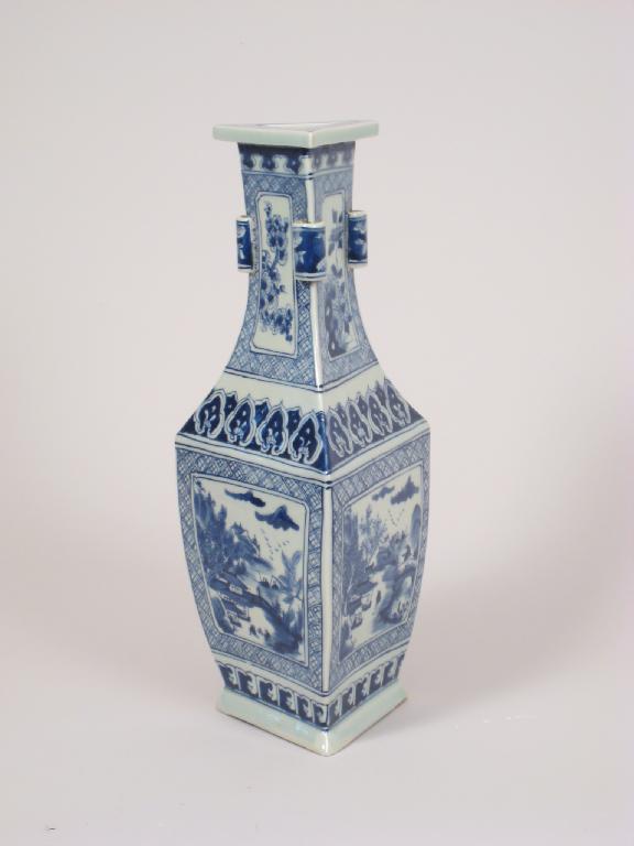 Appraisal: A Chinese triangular section blue and white section Vase decorated