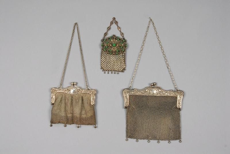 Appraisal: THREE METAL MESH PURSES LATE th - EARLY th C