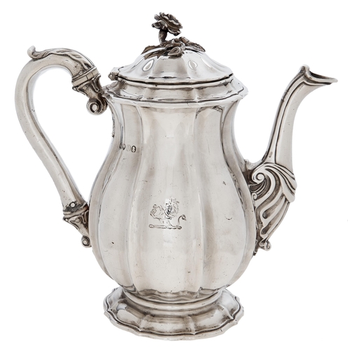 Appraisal: Paul Storr A George IV silver coffee pot lobed baluster