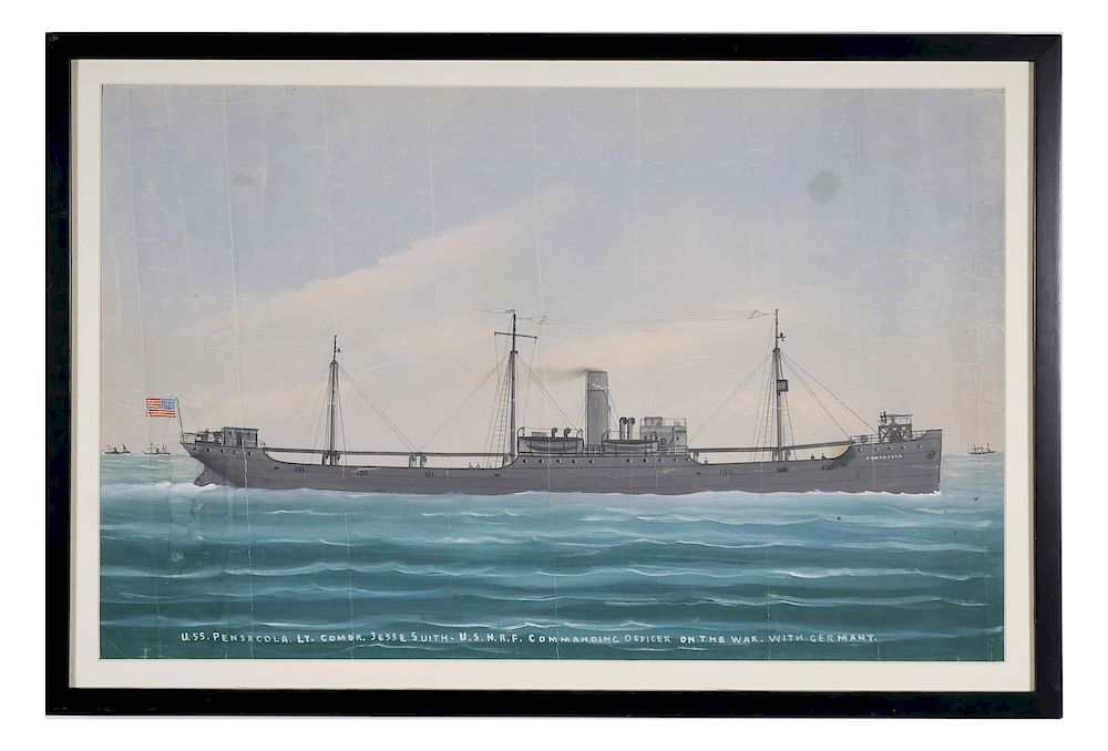 Appraisal: JOE SELBY Watercolor USS Pensacola Watercolor painting on paper attributed