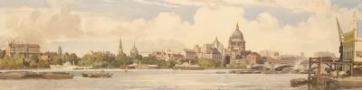 Appraisal: Leonard Russell Squirrell - Saint Paul's Cathedral with Blackfriars Bridge