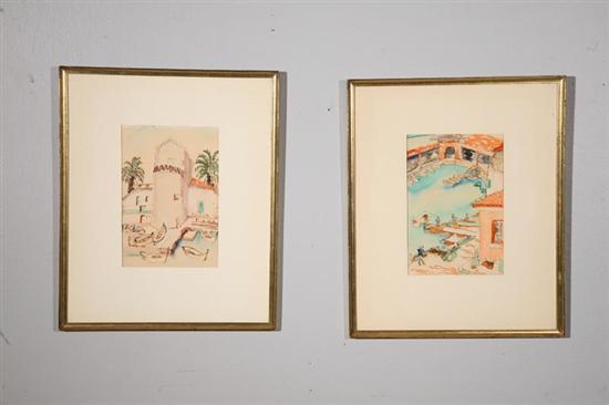 Appraisal: HARBOR SCENES BY LOUISE WILSON TWENTIETH CENTURY Watercolor on paper