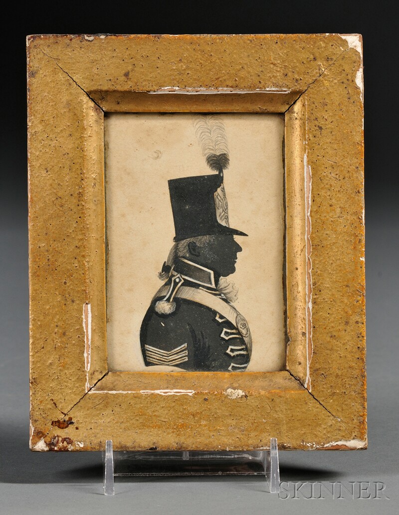 Appraisal: Framed Miniature Profile Portrait of Sergeant Thomas Bond American School