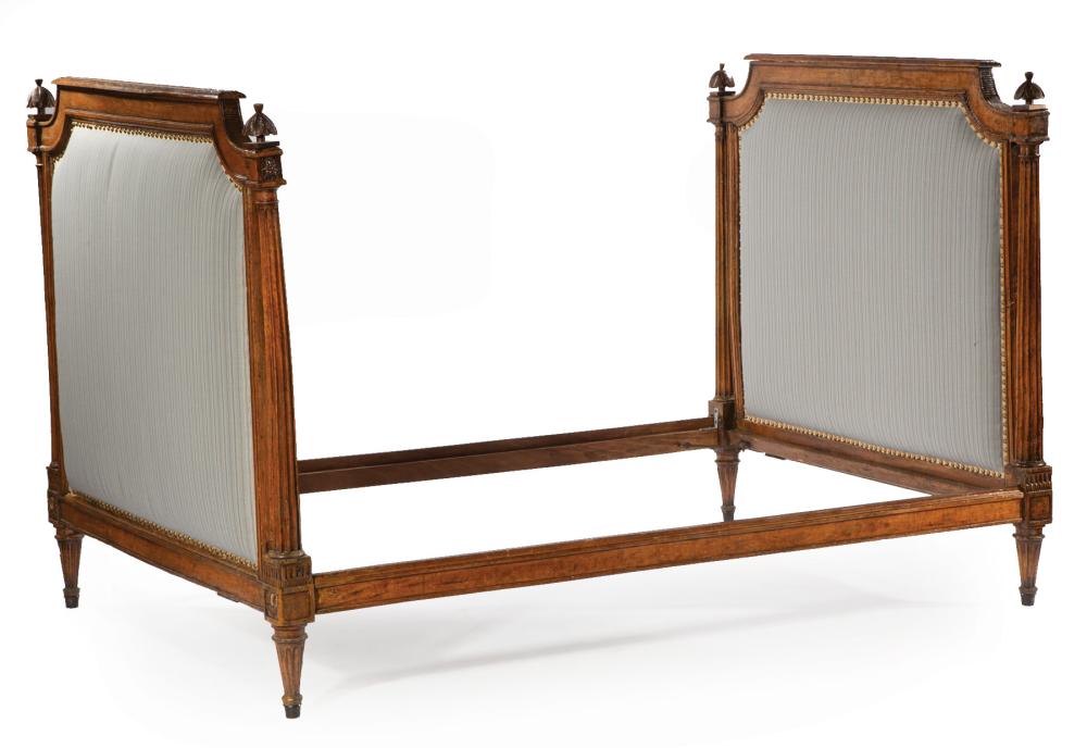 Appraisal: Continental Walnut Lit en Bateau th c molded crest rails