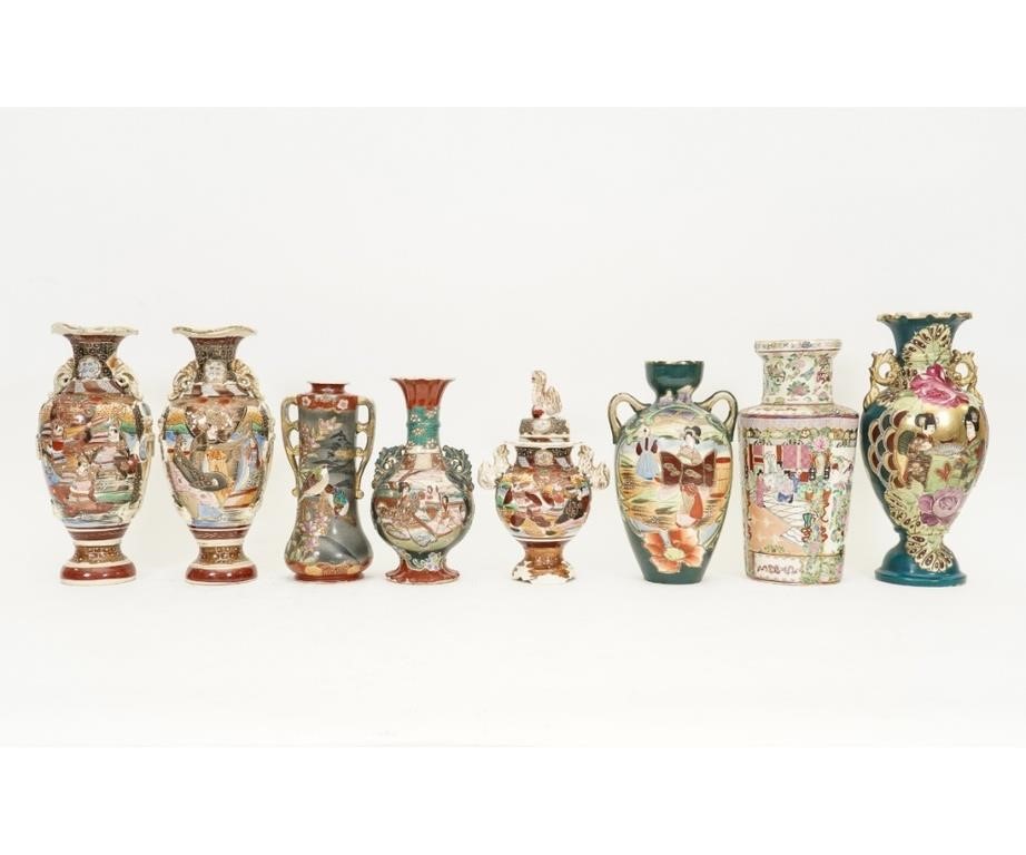 Appraisal: Eight Japanese ceramic vases circa Largest h x dia Condition