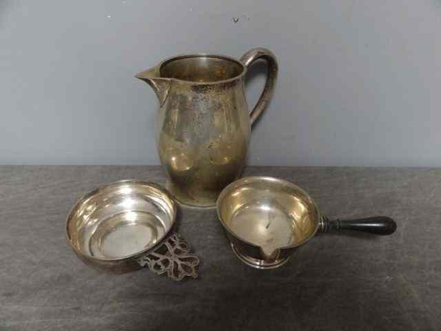 Appraisal: STERLING Pieces Pitcher Porringer Saucier Pitcher '' x '' high