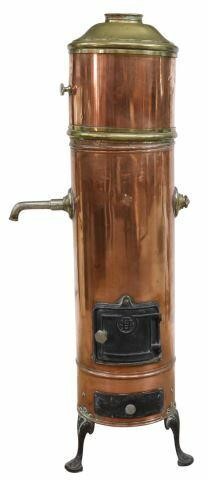 Appraisal: French copper and brass hot water heater late th c