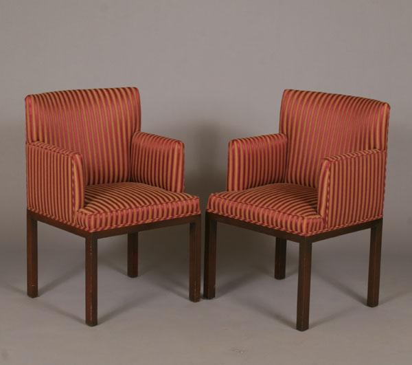 Appraisal: Pair Art Deco upholstered arm chairs H x W