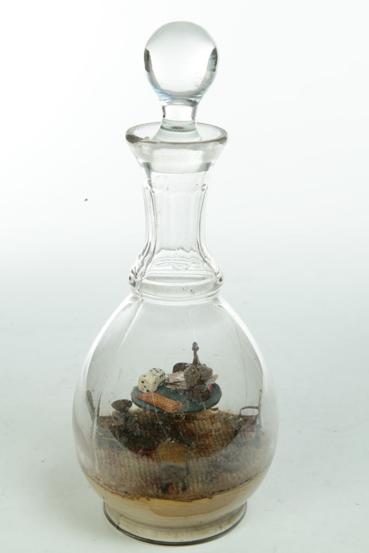 Appraisal: BOTTLE WHIMSEY Probably American early th century glass decanter wood