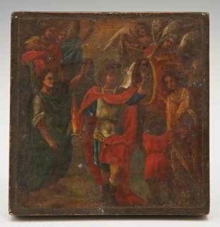 Appraisal: Russian Icon of Archangels Hovering Over The Boy J Russian