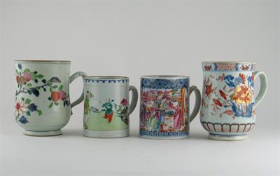 Appraisal: Six Chinese mugs three decorated in the Mandarin palette one