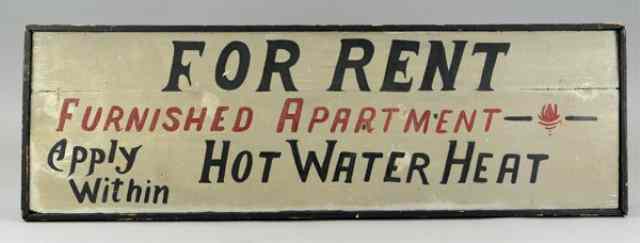 Appraisal: 'FOR RENT'' SIGN C 's wood sign painted in grey