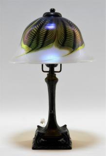 Appraisal: Lundberg Studios Magnolia Art Glass Boudoir Lamp UNITED STATES TH