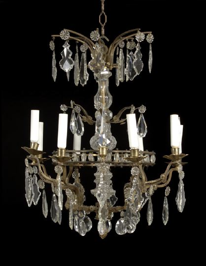 Appraisal: Northern European Gilt-Brass and Cut Glass Eight-Light Chandelier third quarter