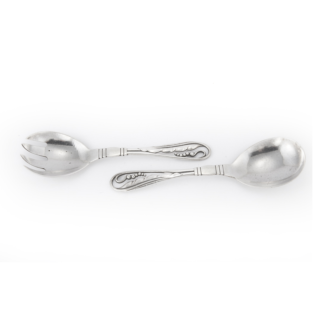 Appraisal: Pair of Georg Jensen Sterling SIlver Salad Servers Total ounces