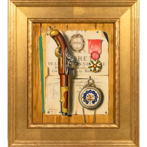 Appraisal: Charles Cerny Czech - Tromp L'Oeil Still Life with Pistol