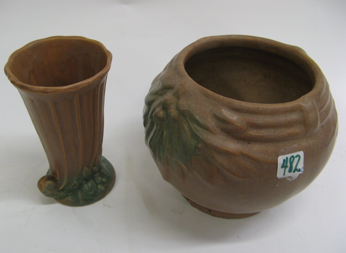 Appraisal: TWO AMERICAN MCCOY ART POTTERY VASES unsigned One is a