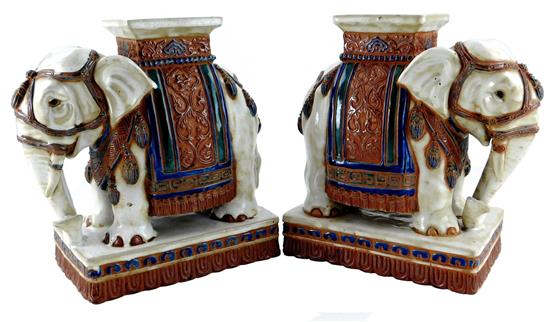 Appraisal: Pair of late th - th C ceramic elephant stands