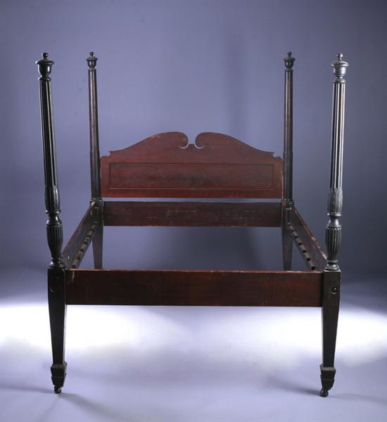 Appraisal: AMERICAN LATE FEDERAL CARVED MAHOGANY FOUR-POSTER BED WITH MONTICELLO PROVENANCE