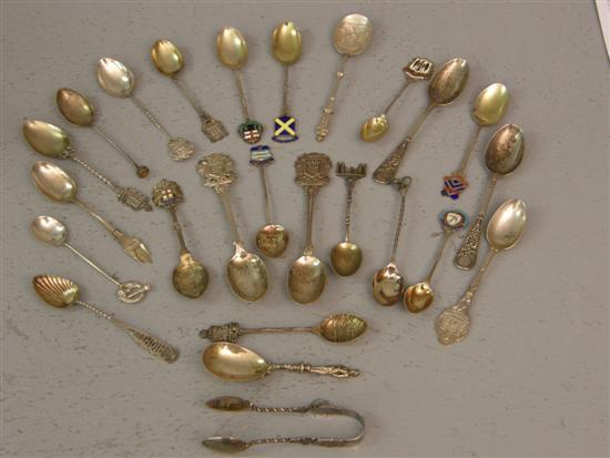 Appraisal: Selection of silver and silver and enamelled crested teaspoons and