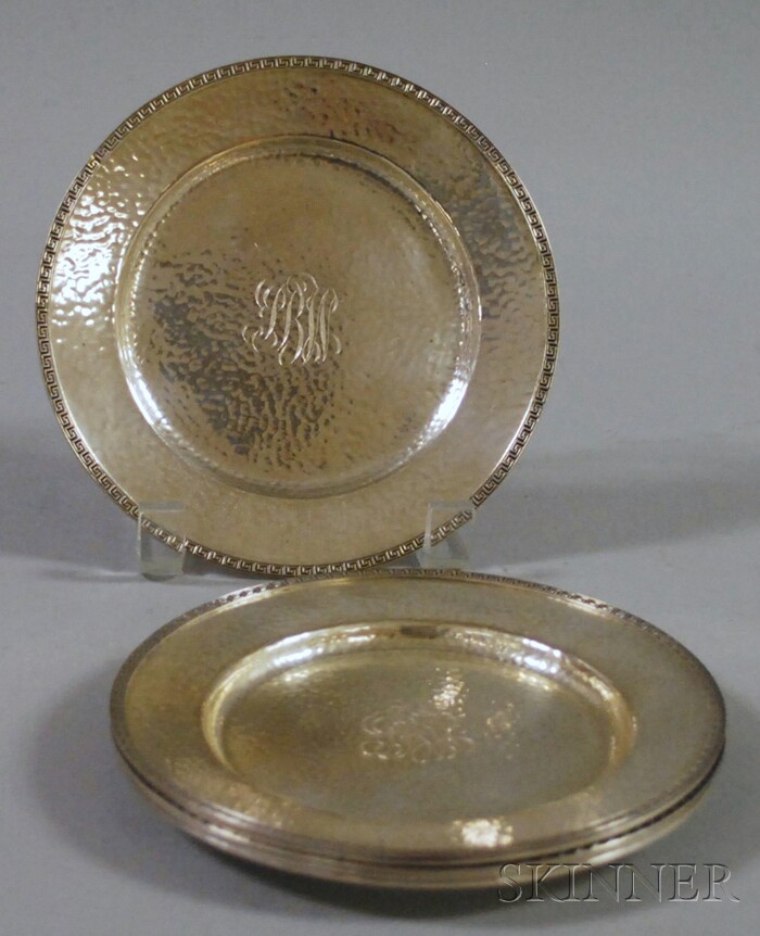 Appraisal: Set of Six Dominick Haff Hammered Sterling Silver Side Plates