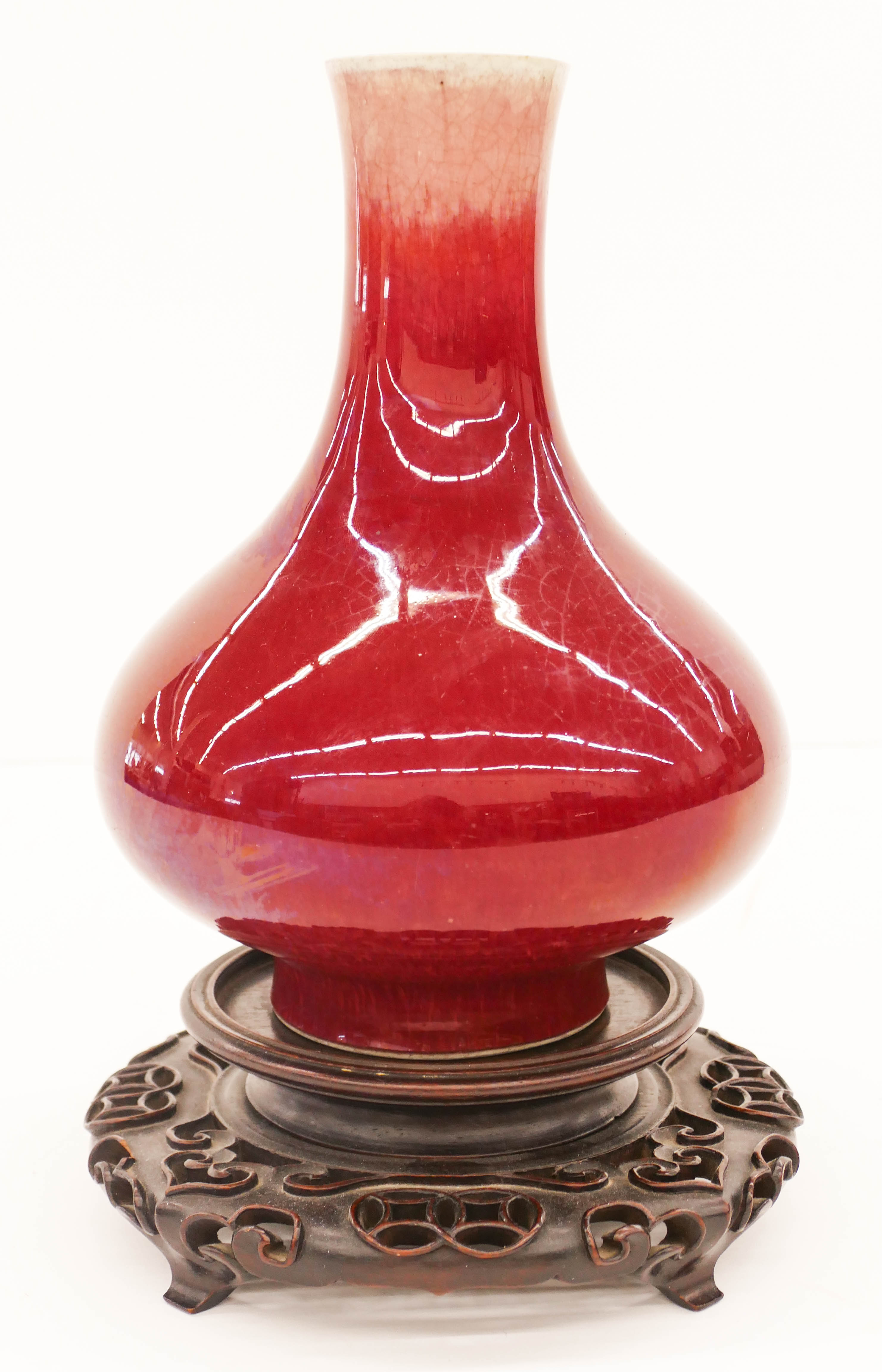 Appraisal: Chinese Qing Langyao Porcelain Vase ''x '' Even oxblood red