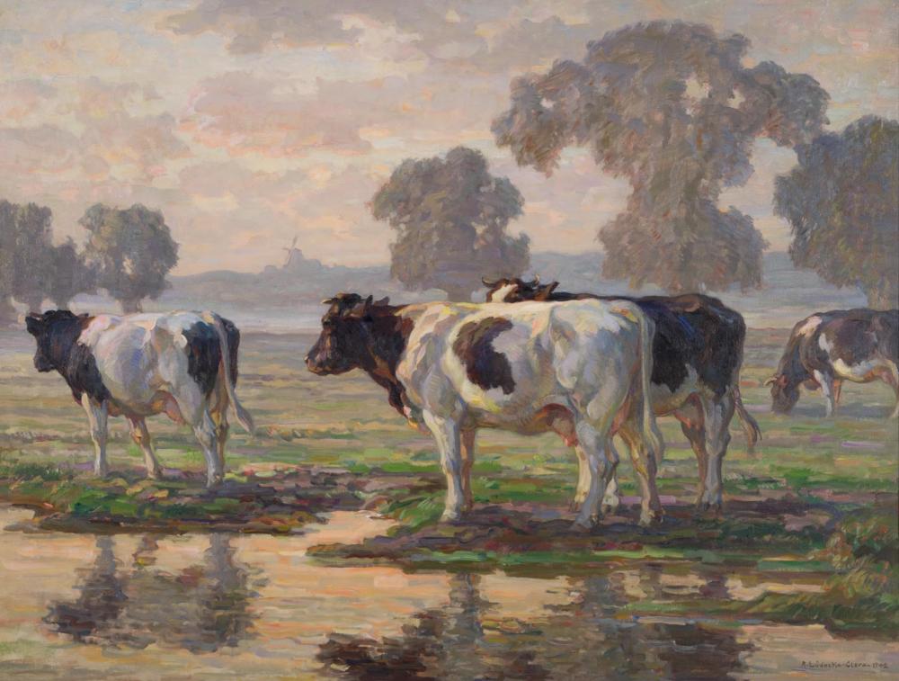 Appraisal: AUGUST LUDECKE-CLEVE Germany - oil on canvas Impressionist pastoral landscape