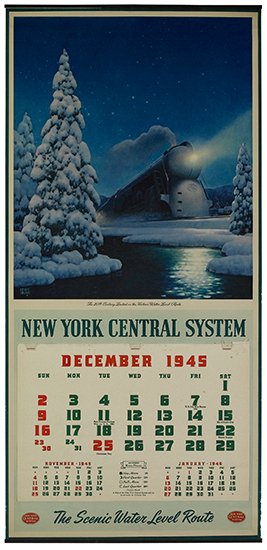 Appraisal: LESLIE RAGAN - NEW YORK CENTRAL SYSTEM Calendar x inches