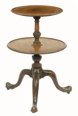 Appraisal: A mahogany two tier dumb waiter the revolving dished edge