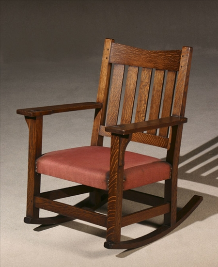 Appraisal: Gustav Stickley Arts Crafts Oak V-Back Arm Rocker Model No