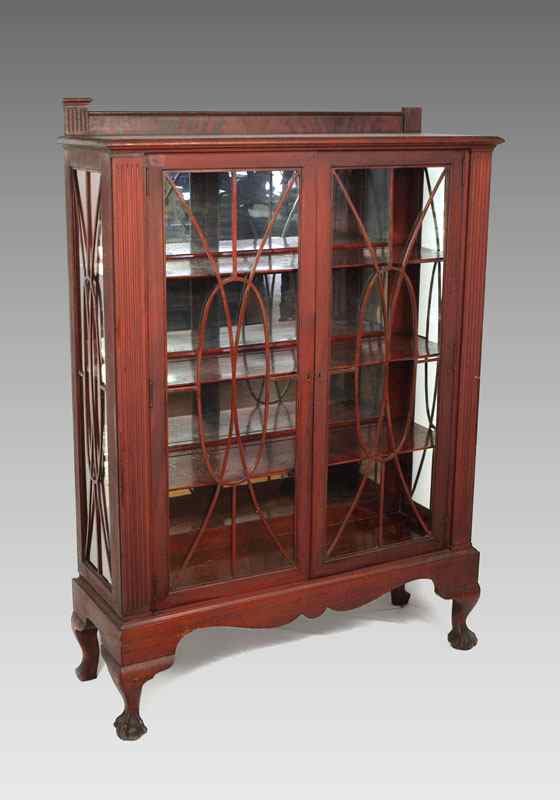 Appraisal: MAHOGANY DOUBLE DOOR DISPLAY CHINA CABINET Double glass front top