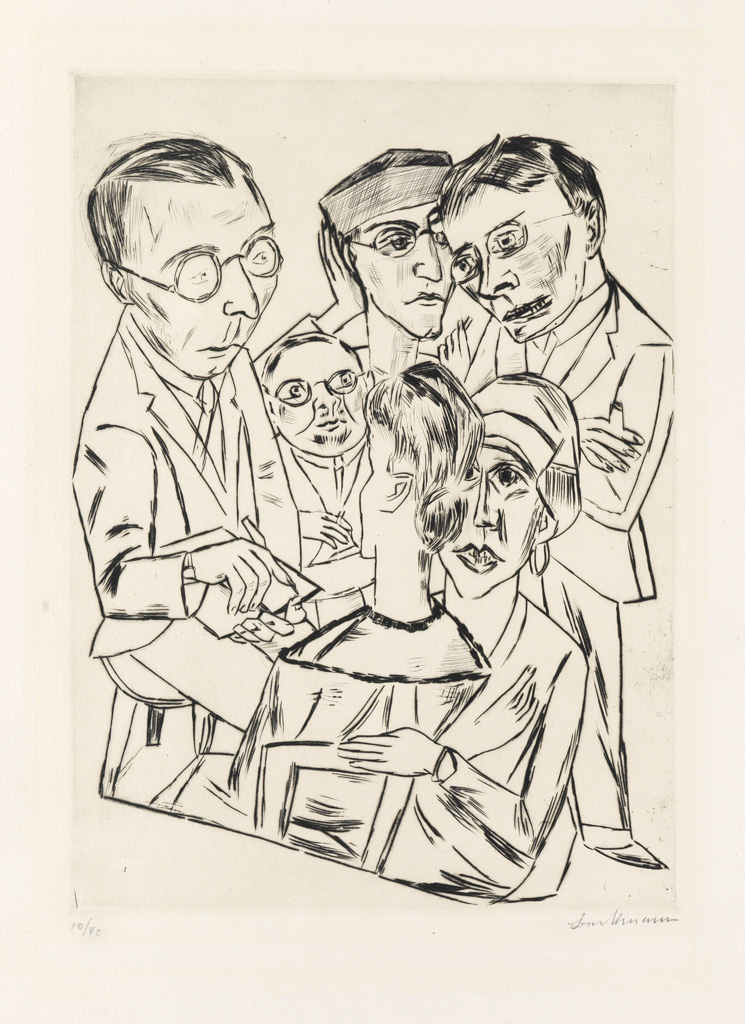 Appraisal: MAX BECKMANN Der Zeichner in Gesellschaft Drypoint on cream wove