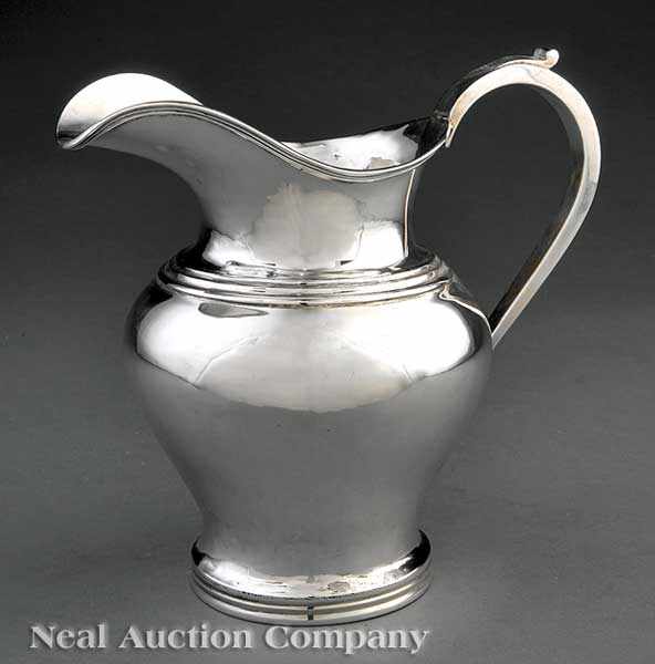 Appraisal: An American Classical Coin Silver Water Pitcher marked Brower and