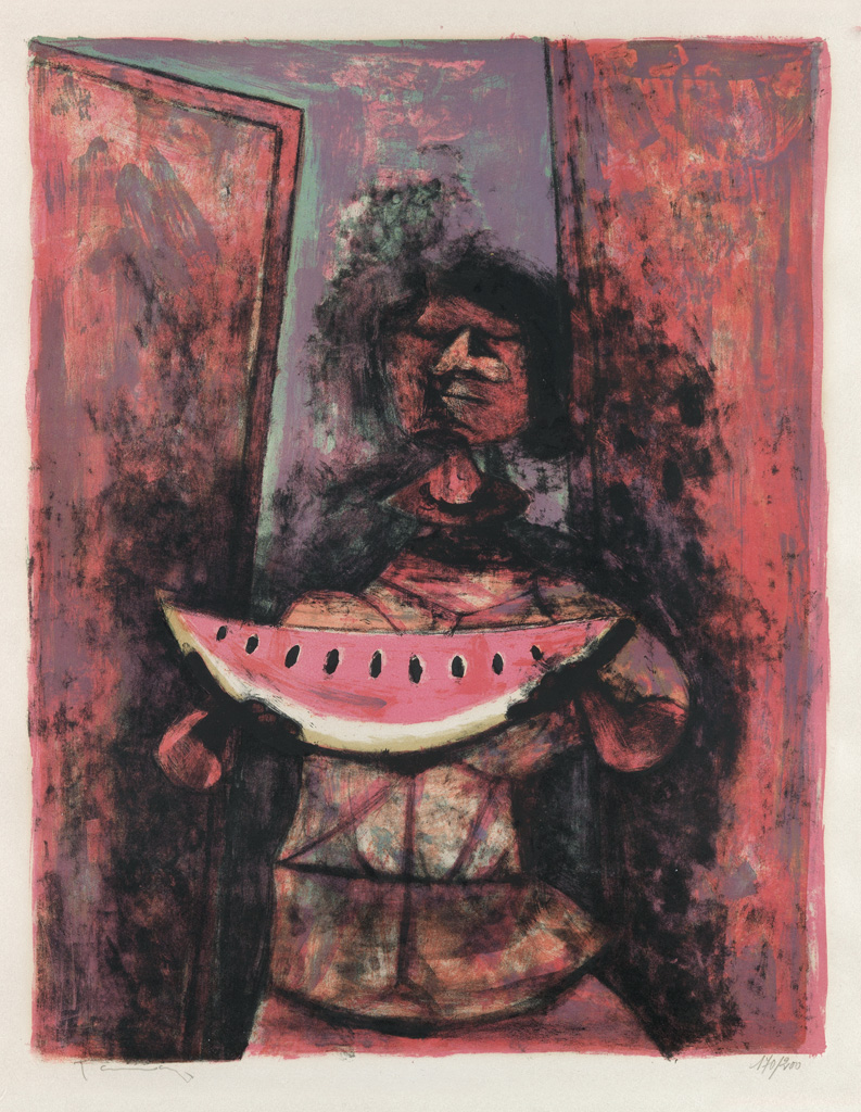 Appraisal: RUFINO TAMAYO Mujer con Sand a Color lithograph x mm