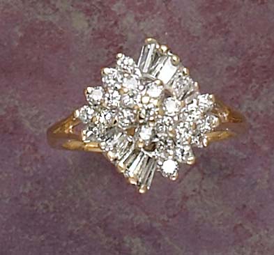 Appraisal: DIAMOND FASHION RING k yellow gold ring set with twenty-three