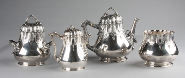 Appraisal: Four piece tea set including coffee pot creamer sugar and