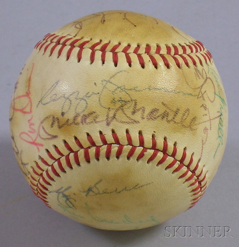 Appraisal: New York Yankees Autographed Baseball including Reggie Jackson Mickey Mantle