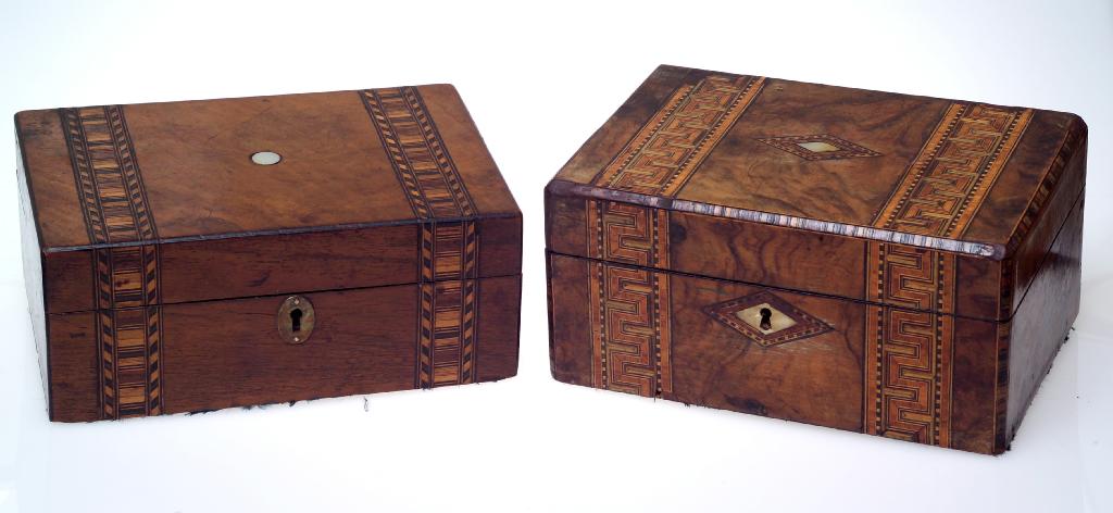 Appraisal: th CENTURY TUNBRIDGEWARE BOX the hinged rectangular lid centred by