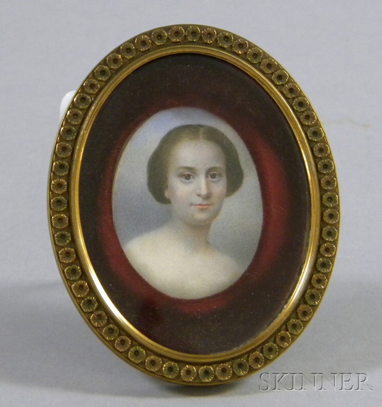 Appraisal: Framed th Century Miniature Painted Portrait on Ivory of a